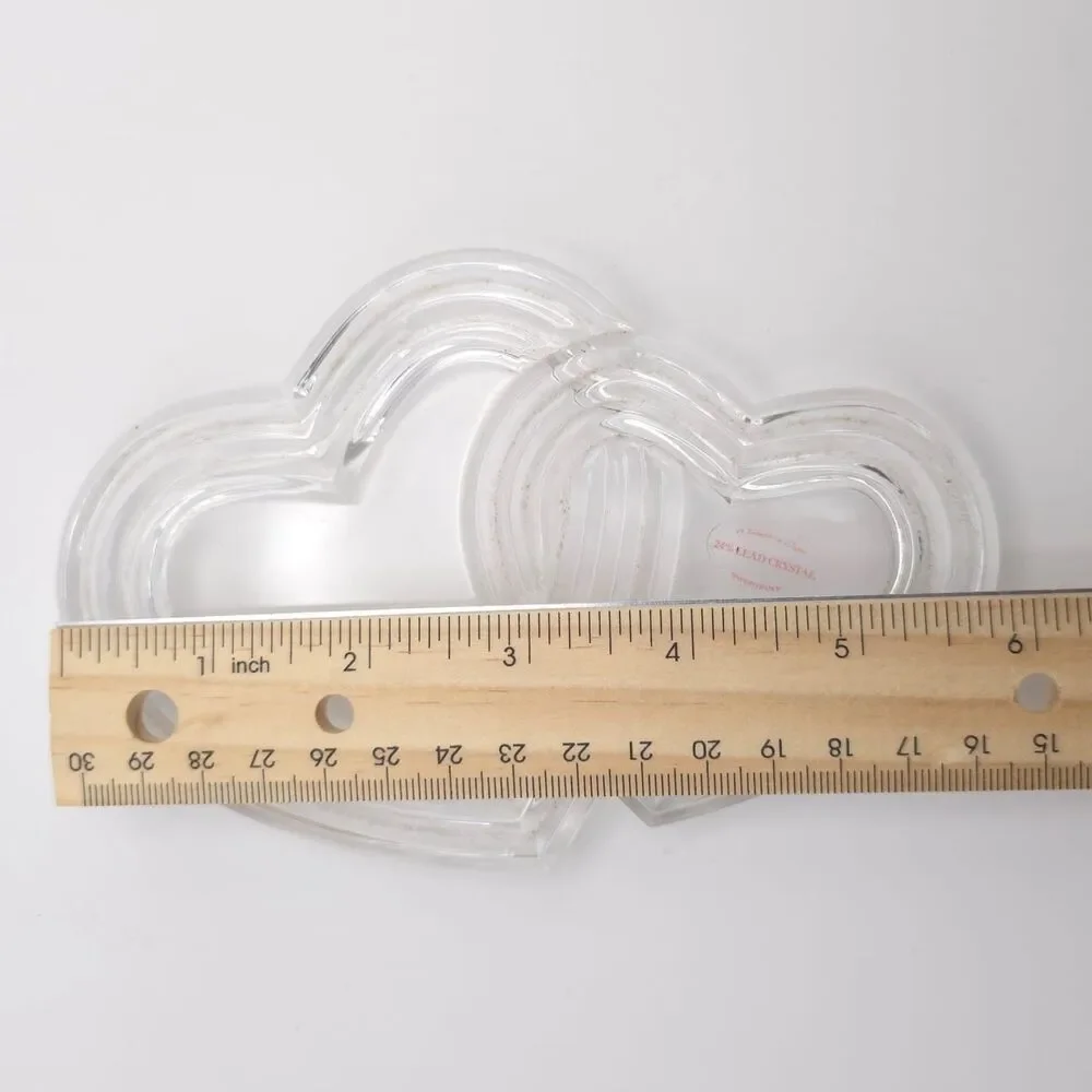 Vintage Teleflora Crystal Double Heart 24% LEAD CRYSTAL MADE IN FRANCE Just LID‎